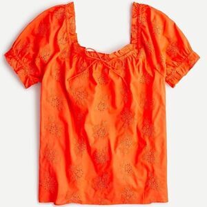 JCrew Square Neck Top with Embroidered Eyelet